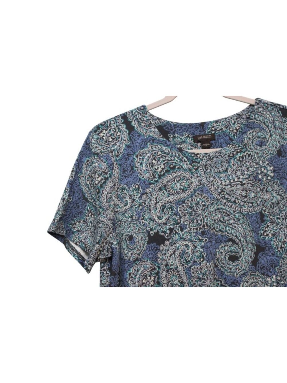J Jill Wearever Collection Dress Medium Paisley Stretch Knit Knee Length Pockets - Picture 9 of 13